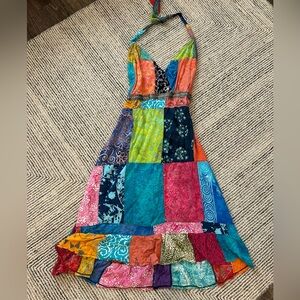 Peaceful People Colorful Patchwork Halter Dress Size L/XL